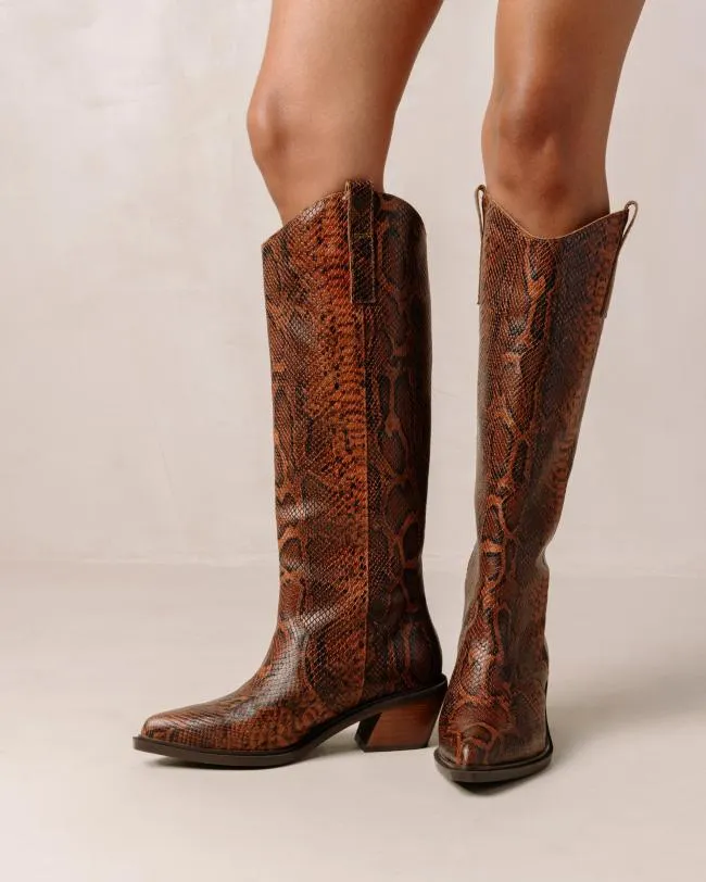 ALOHAS Boots Mount Indo 8211 Brown Snakeskin Leather Boots 8211 Women