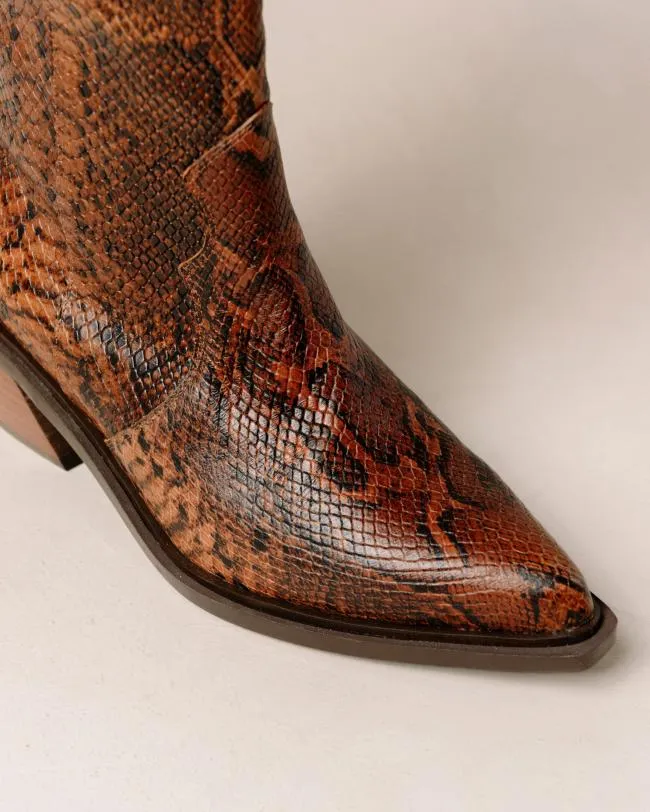 ALOHAS Boots Mount Indo 8211 Brown Snakeskin Leather Boots 8211 Women