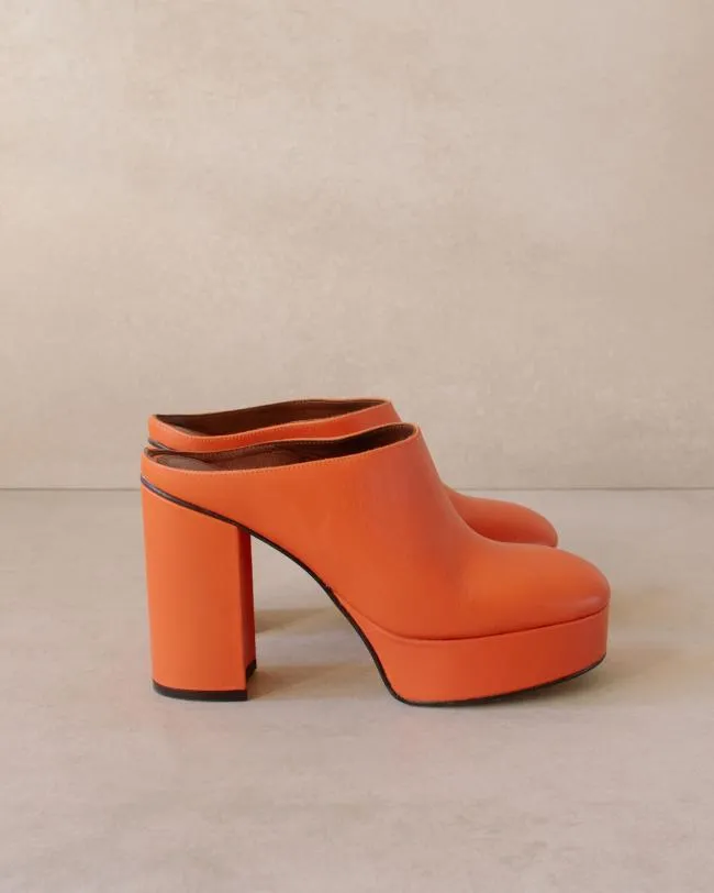 ALOHAS Clogs Clock Out 8211 Orange Leather Mules 8211 Women