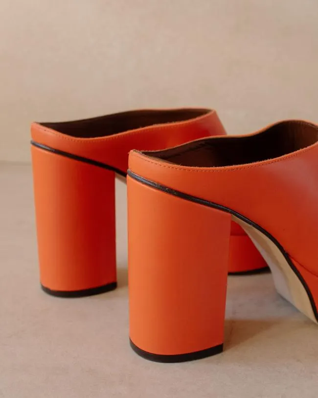 ALOHAS Clogs Clock Out 8211 Orange Leather Mules 8211 Women