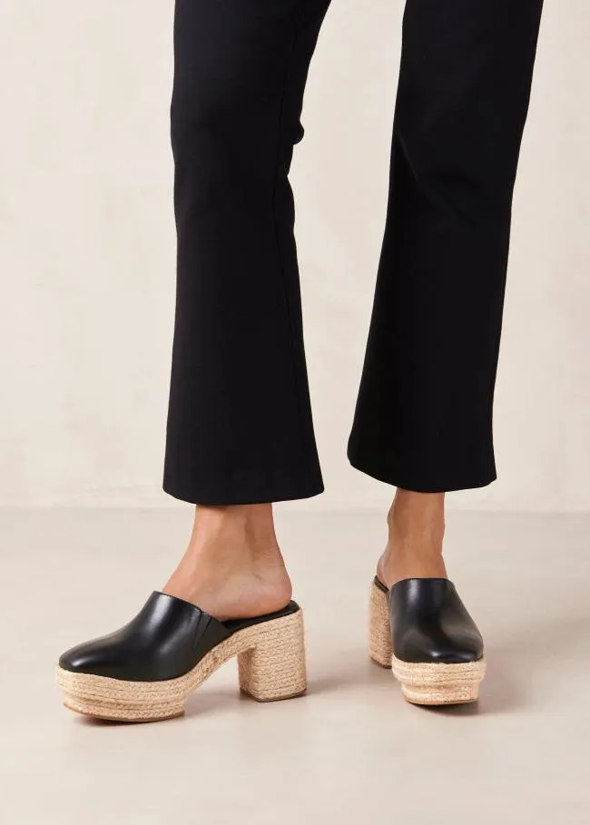 ALOHAS Clogs Pico 8211 Black Leather Espadrilles 8211 Women
