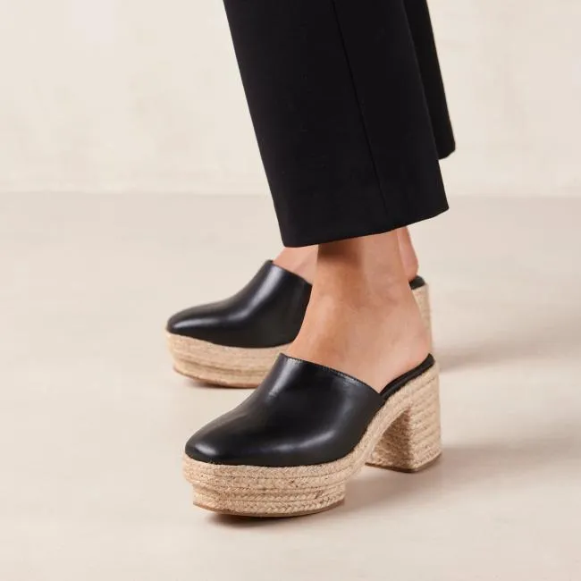 ALOHAS Clogs Pico 8211 Black Leather Espadrilles 8211 Women