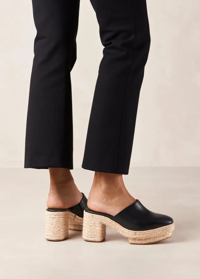 ALOHAS Clogs Pico 8211 Black Leather Espadrilles 8211 Women
