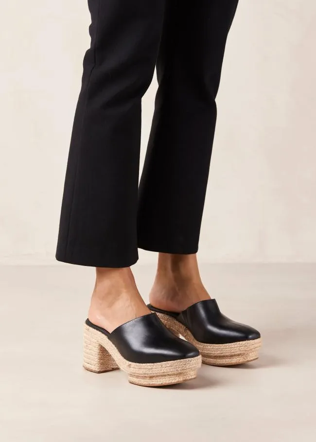 ALOHAS Clogs Pico 8211 Black Leather Espadrilles 8211 Women