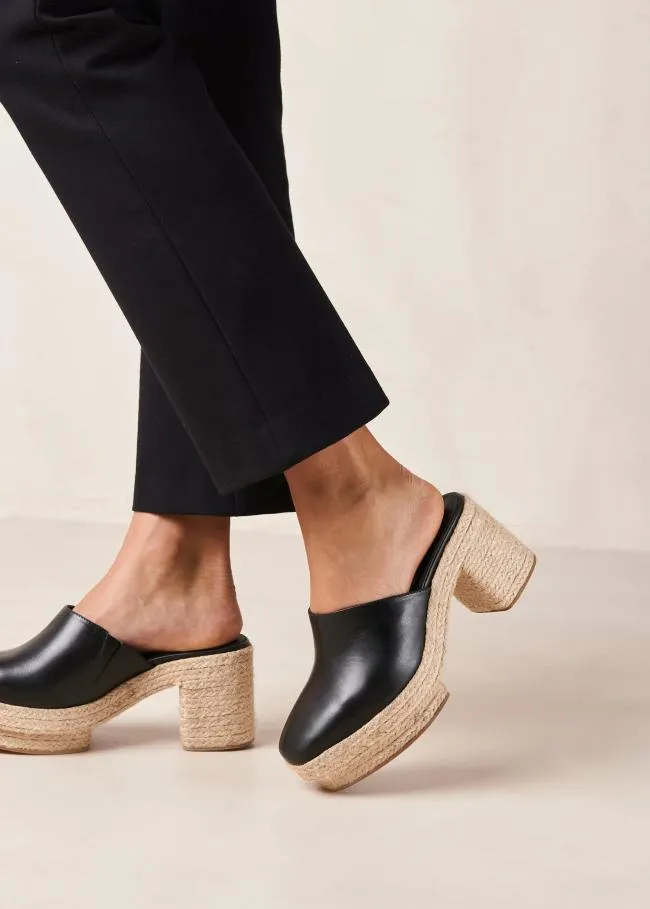 ALOHAS Clogs Pico 8211 Black Leather Espadrilles 8211 Women