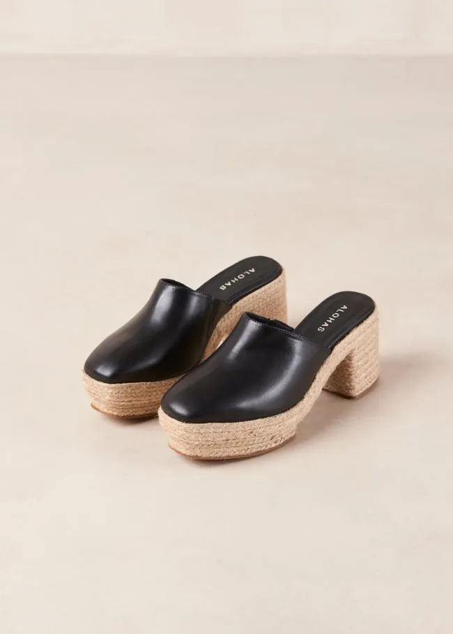 ALOHAS Clogs Pico 8211 Black Leather Espadrilles 8211 Women