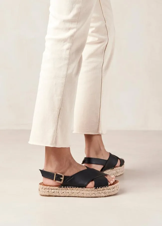 ALOHAS Espadrilles Crossed 8211 Black Vegan Leather Espadrilles 8211 Women