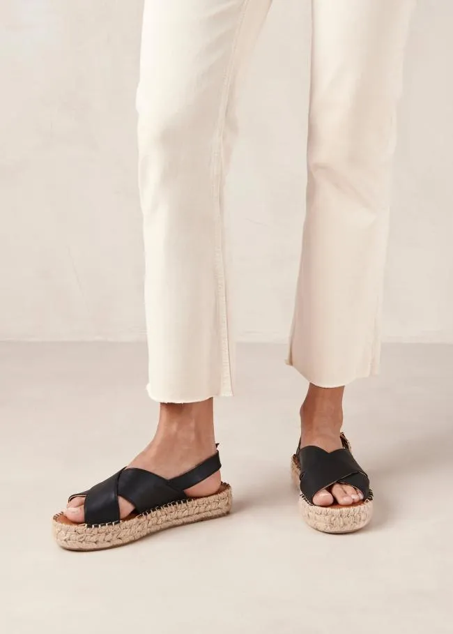 ALOHAS Espadrilles Crossed 8211 Black Vegan Leather Espadrilles 8211 Women