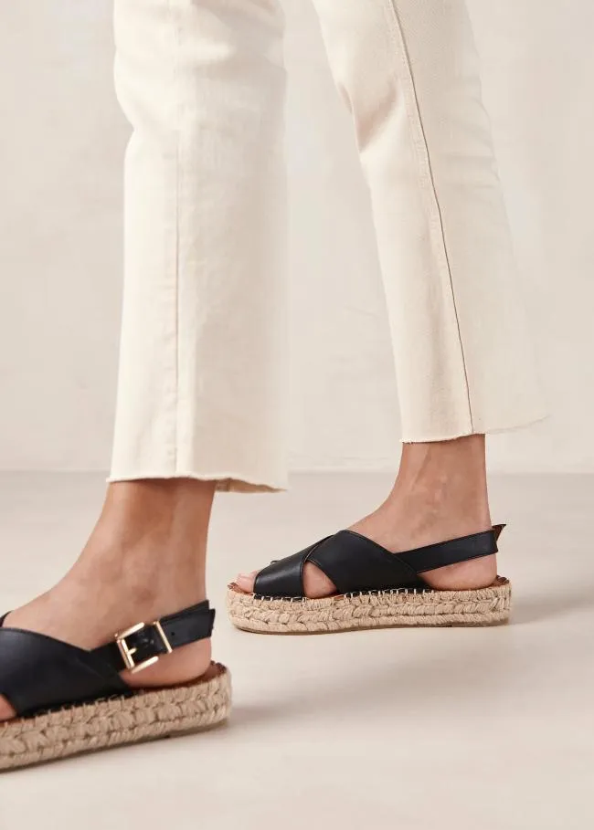 ALOHAS Espadrilles Crossed 8211 Black Vegan Leather Espadrilles 8211 Women
