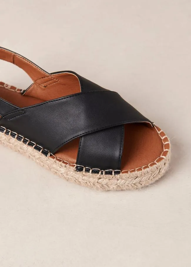 ALOHAS Espadrilles Crossed 8211 Black Vegan Leather Espadrilles 8211 Women