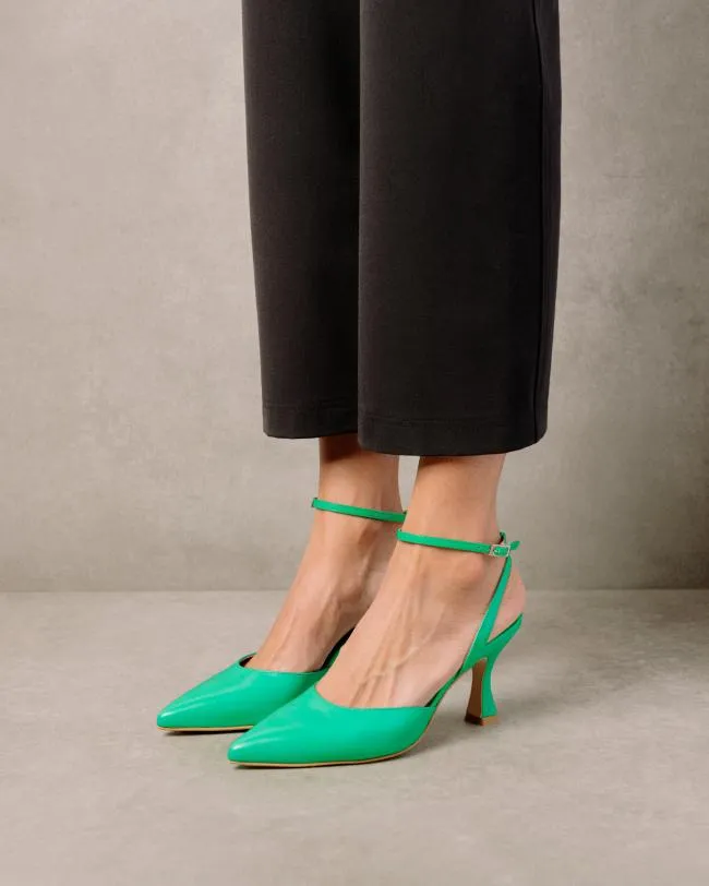 ALOHAS Heels Cinderella 8211 Bright Green Leather Pumps 8211 Women