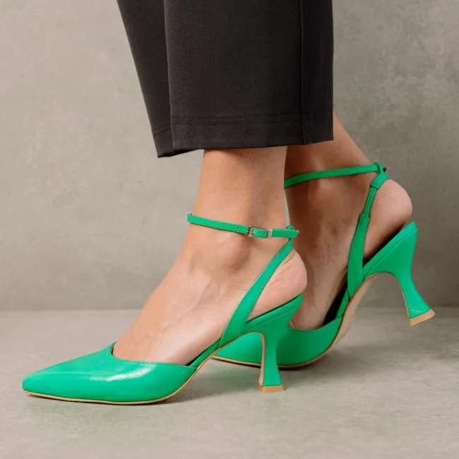 ALOHAS Heels Cinderella 8211 Bright Green Leather Pumps 8211 Women