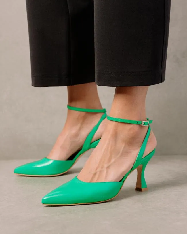 ALOHAS Heels Cinderella 8211 Bright Green Leather Pumps 8211 Women