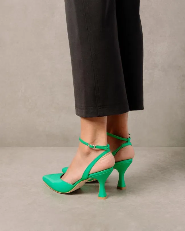 ALOHAS Heels Cinderella 8211 Bright Green Leather Pumps 8211 Women