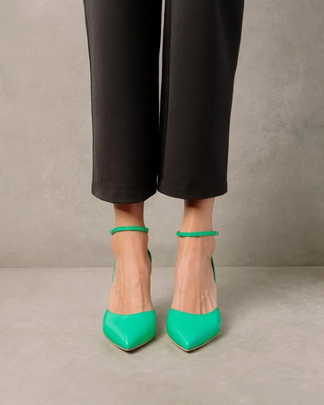 ALOHAS Heels Cinderella 8211 Bright Green Leather Pumps 8211 Women
