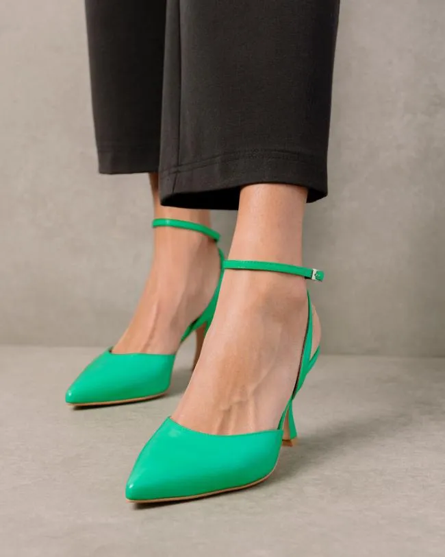 ALOHAS Heels Cinderella 8211 Bright Green Leather Pumps 8211 Women