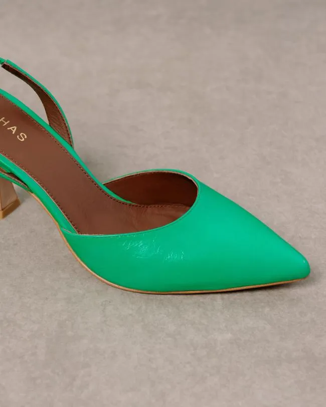 ALOHAS Heels Cinderella 8211 Bright Green Leather Pumps 8211 Women