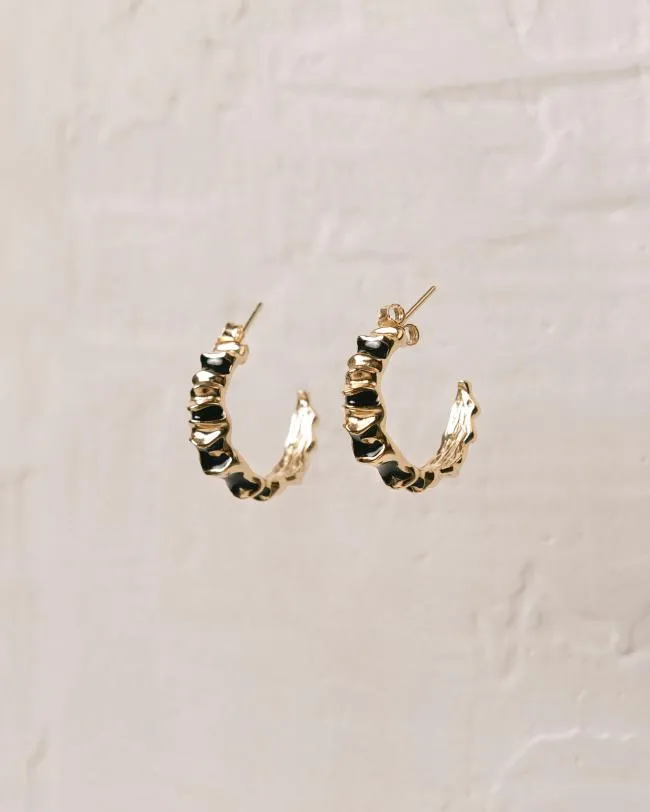 ALOHAS Jewelry Meteorite 8211 Gold And Black Earrings 8211 Women