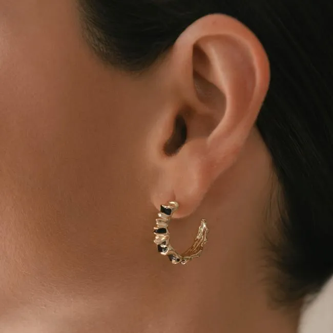ALOHAS Jewelry Meteorite 8211 Gold And Black Earrings 8211 Women