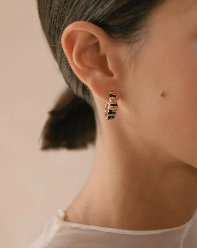 ALOHAS Jewelry Meteorite 8211 Gold And Black Earrings 8211 Women