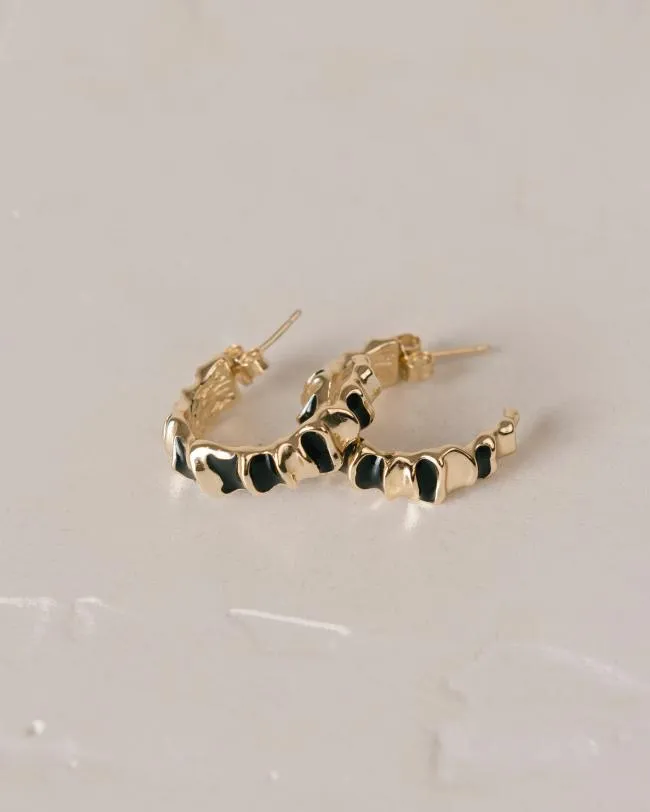 ALOHAS Jewelry Meteorite 8211 Gold And Black Earrings 8211 Women