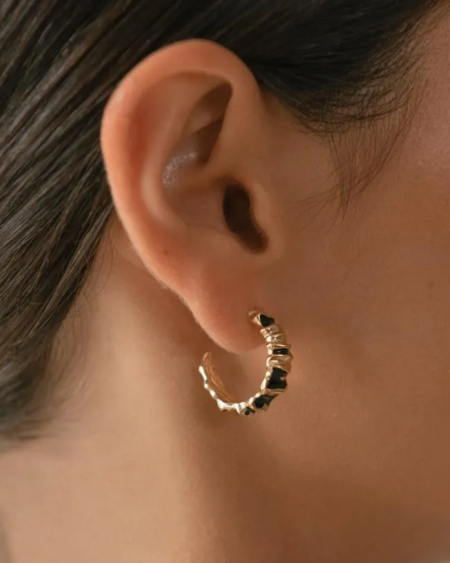 ALOHAS Jewelry Meteorite 8211 Gold And Black Earrings 8211 Women