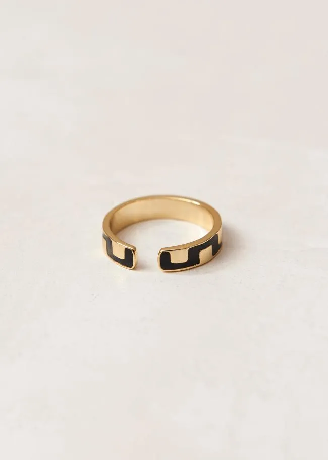 ALOHAS Jewelry Roxy 8211 Gold And Black Ring 8211 Women