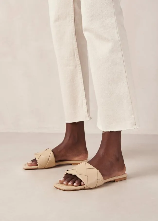 ALOHAS Mules Claquettes Woven 8211 Beige Vegan Leather Sandals 8211 Women