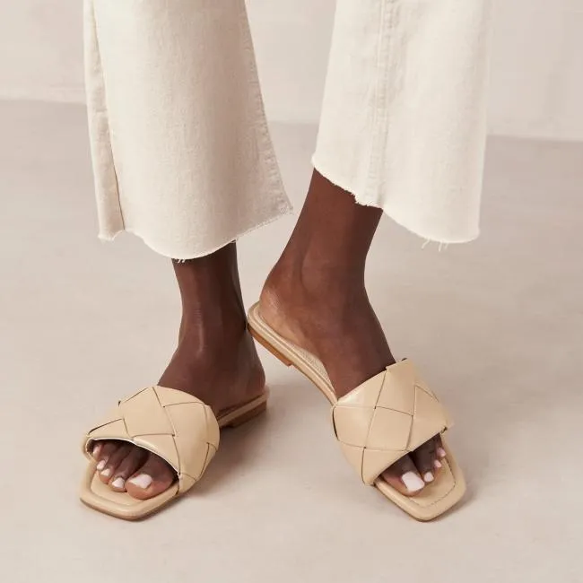 ALOHAS Mules Claquettes Woven 8211 Beige Vegan Leather Sandals 8211 Women