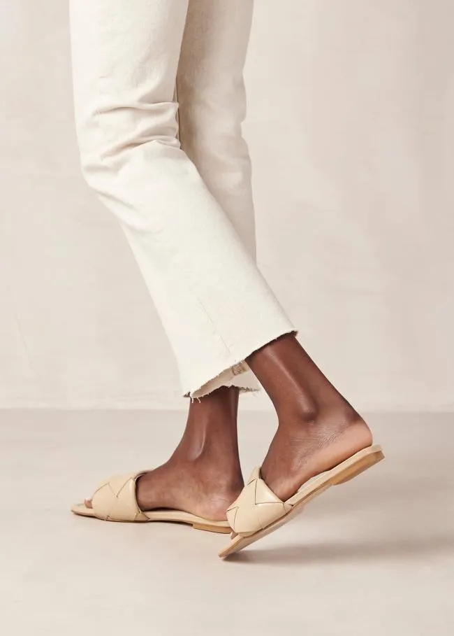 ALOHAS Mules Claquettes Woven 8211 Beige Vegan Leather Sandals 8211 Women