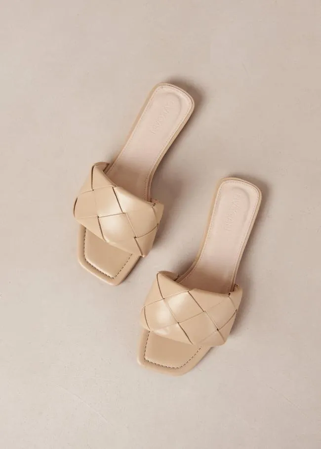 ALOHAS Mules Claquettes Woven 8211 Beige Vegan Leather Sandals 8211 Women