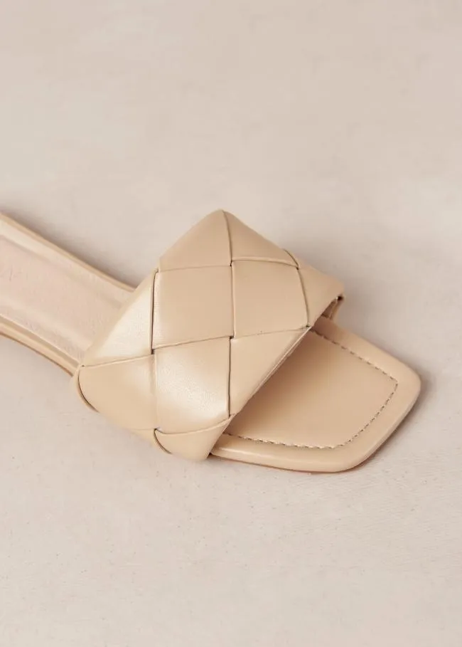 ALOHAS Mules Claquettes Woven 8211 Beige Vegan Leather Sandals 8211 Women