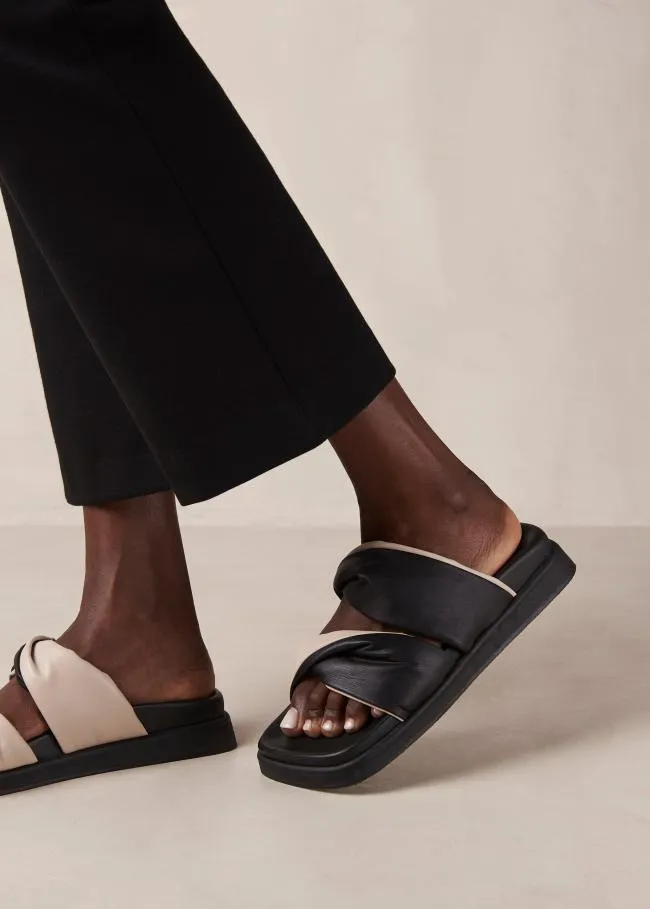 ALOHAS Mules Shaka Bicolor 8211 Black And White Leather Sandals 8211 Women