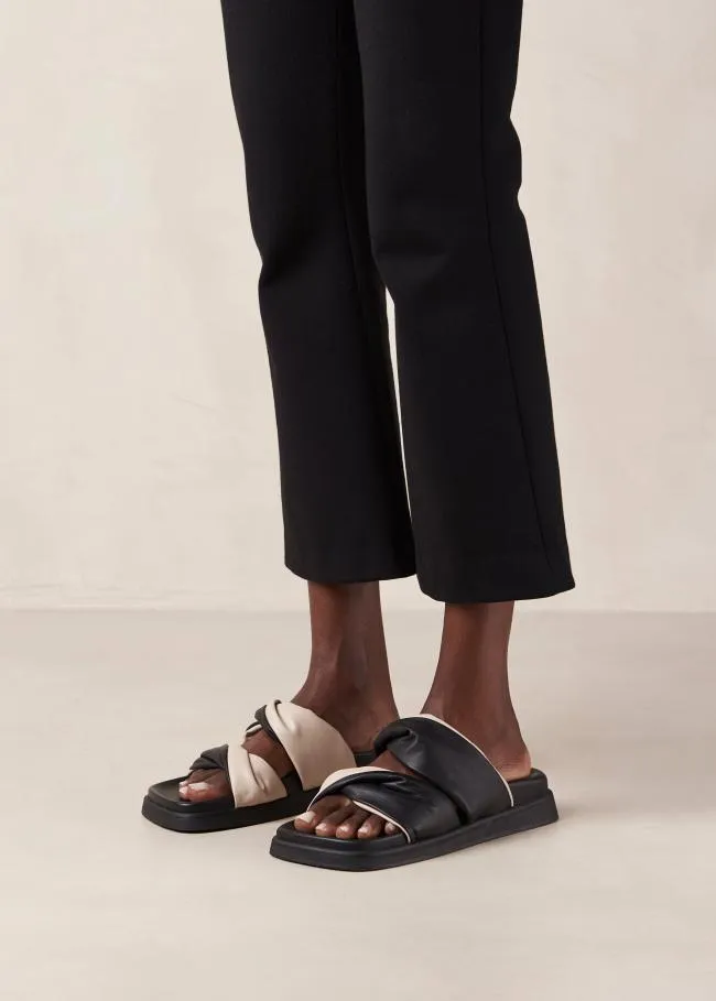ALOHAS Mules Shaka Bicolor 8211 Black And White Leather Sandals 8211 Women