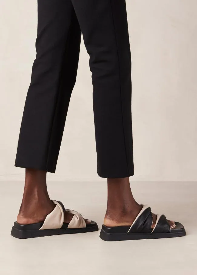 ALOHAS Mules Shaka Bicolor 8211 Black And White Leather Sandals 8211 Women