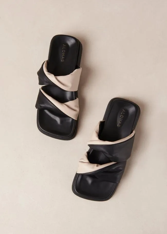 ALOHAS Mules Shaka Bicolor 8211 Black And White Leather Sandals 8211 Women
