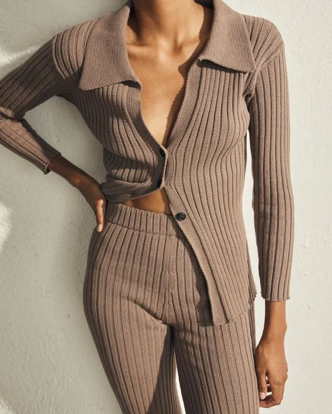 ALOHAS Pants Drive 8211 Brown Knit Pants 8211 Women