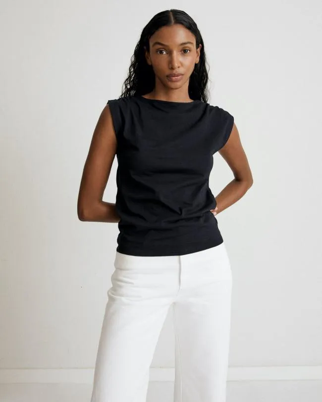 ALOHAS Tops Calm 8211 Black Cotton Top 8211 Women