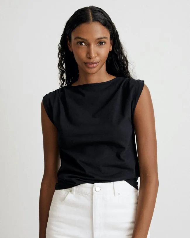 ALOHAS Tops Calm 8211 Black Cotton Top 8211 Women
