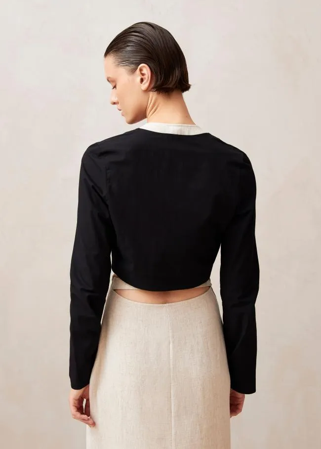 ALOHAS Tops Siv 8211 Black Cotton Jacket 8211 Women