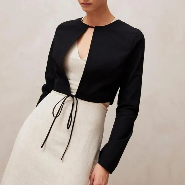 ALOHAS Tops Siv 8211 Black Cotton Jacket 8211 Women