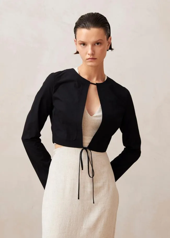 ALOHAS Tops Siv 8211 Black Cotton Jacket 8211 Women