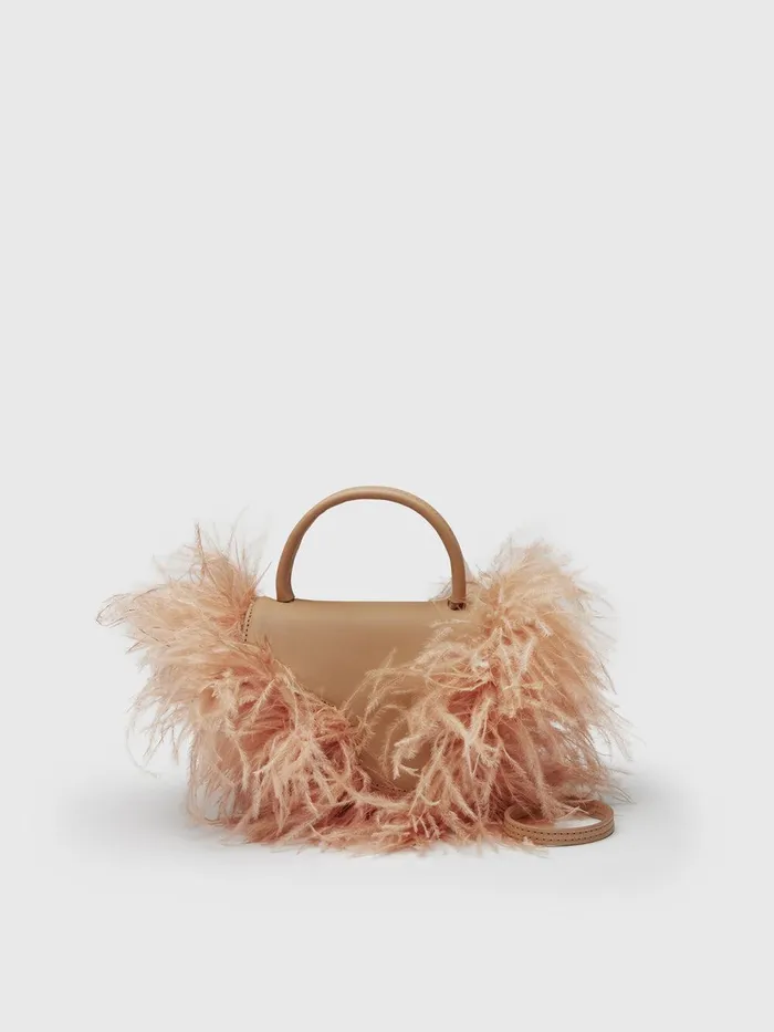 ATP Atelier Handbags Montalcino Nocciola LeatherFeathers Mini Handbag Nocciola 8211 Women ATP Atelier Handbags Montalcino Nocciola LeatherFeathers Mini Handbag Nocciola 8211 Women