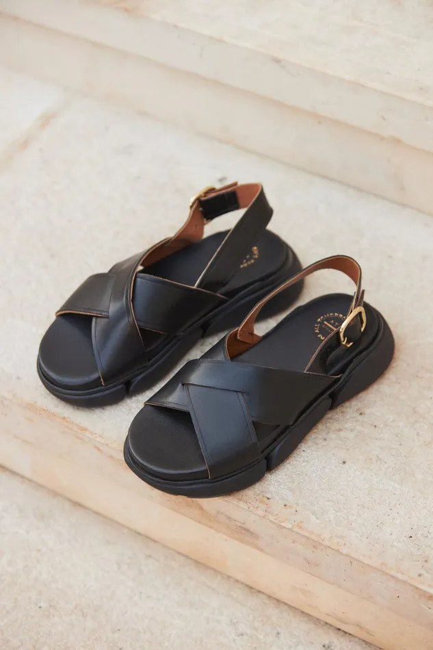 ATP Atelier Sandals Barisci Black Leather Chunky Sandals Black 8211 Women