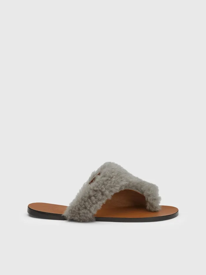 ATP Atelier Sandals Rosa Grey Shearling Cutout Sandals Grey 8211 Women