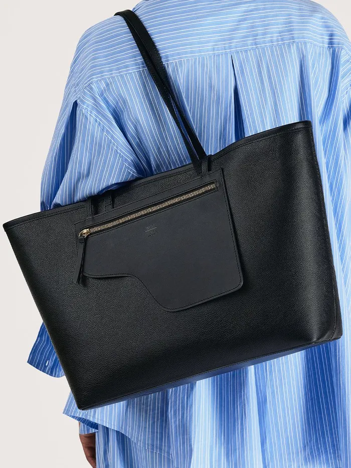 ATP Atelier Tote Bags Eraclea Black Grained LeatherLeather Large Tote Bag Black 8211 Women