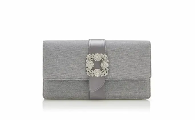 Bags Women Manolo Blahnik CAPRI GLITTERSilver Glitter Jewel Buckle Clutch Bags Women Manolo Blahnik CAPRI GLITTERSilver Glitter Jewel Buckle Clutch