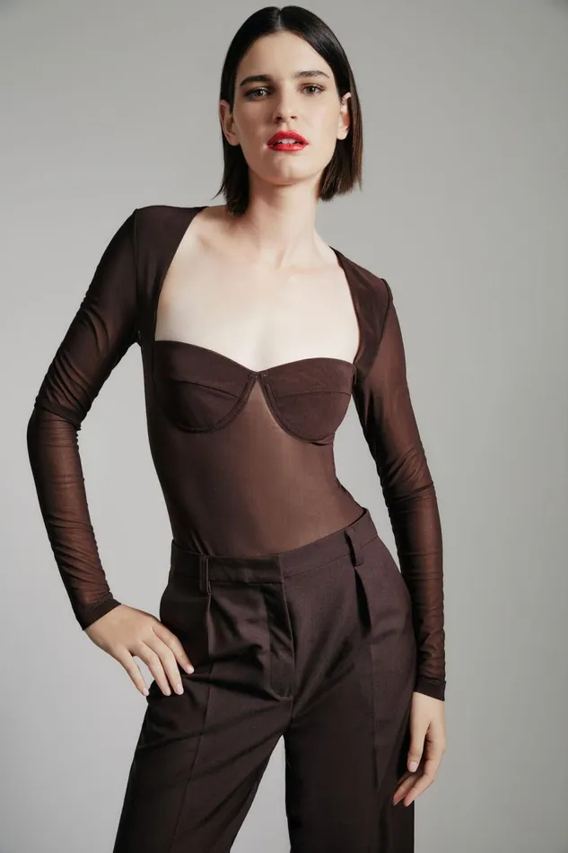 Bardot Bodysuits Carter Mesh Bodysuit In Chocolate 8211 Women