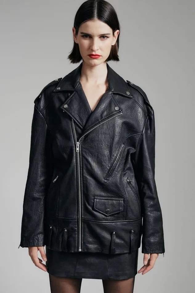 Bardot Jackets Oversized Leather Biker Jacket In Black 8211 Women