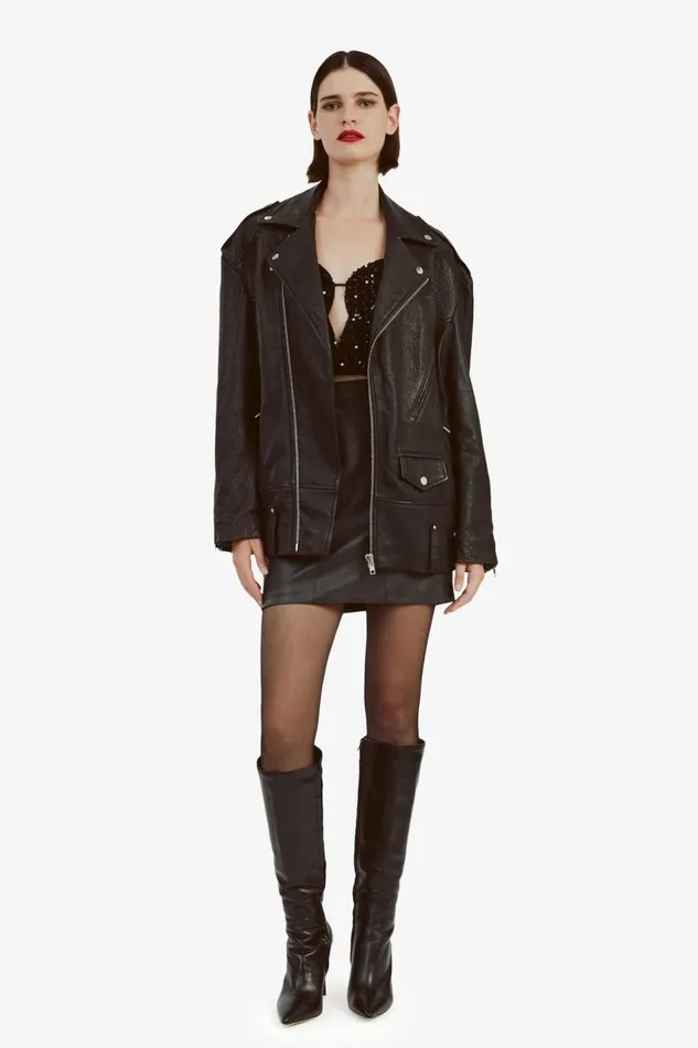 Bardot Jackets Oversized Leather Biker Jacket In Black 8211 Women Bardot Jackets Oversized Leather Biker Jacket In Black 8211 Women
